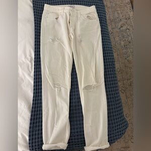 Rails White Distressed Straight Leg Mid Rise Denim